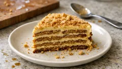 Bolo de bolacha Maria sem forno: camadas firmes e creme leve com café